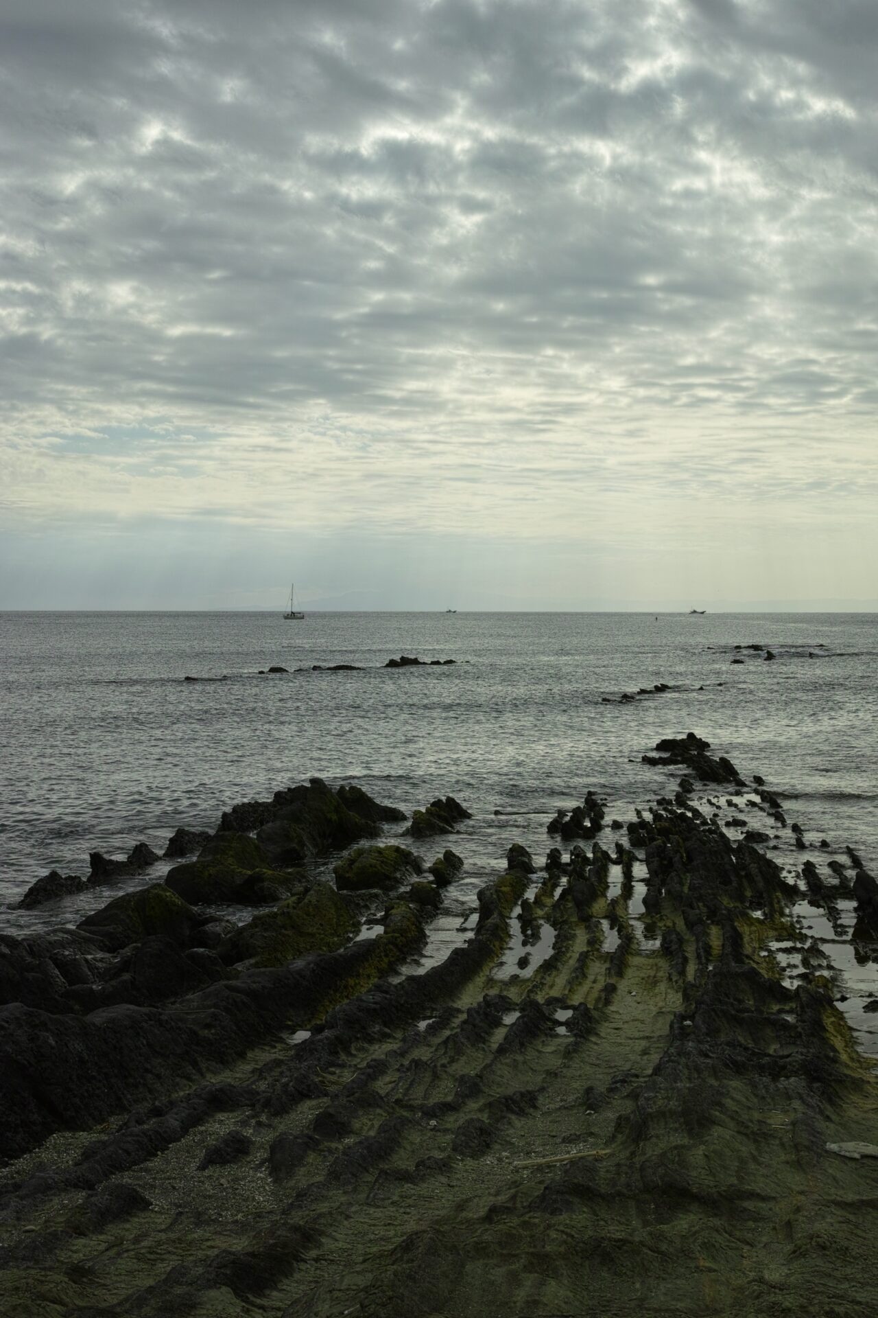 一色海岸の岩場と海の細かな質感。SIGMA DP2 Merrillで撮影。